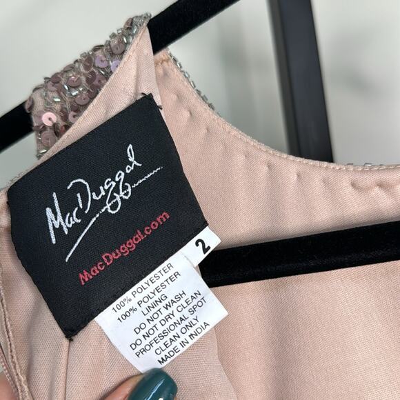 NWT MAC DUGGAL Rosewood Sleeveless Sequined Midi Sheath Dress Women’s - Picture 3 of 11